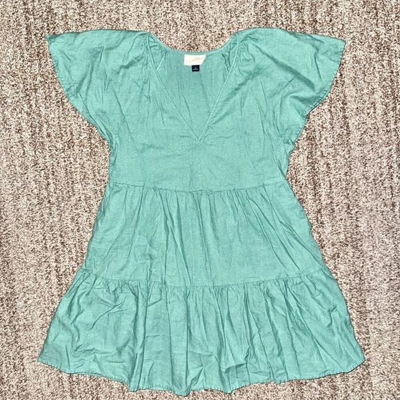 Universal Thread Women's Linen Blend Skirt Short Sleeve Dress Green Size Small - Picture 1 of 10